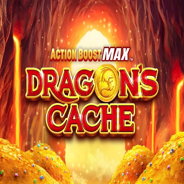 Action Boost Max Dragon's Cache online game logo by SpinPlay Games on fuguscasino.net