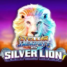 Jackpots logo of Stellar Jackpots with Silver Lion from Lightning Box Game at Fugu Casino